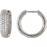 Sterling Silver Imitation White Cubic Zirconia Inside-Outside 14.25 mm Hoop Earrings