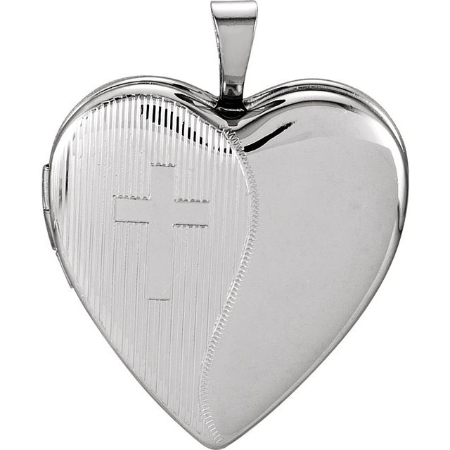 Sterling Silver 25x19 mm Heart Cross Locket