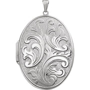 Sterling Silver Engravable Embossed Oval Locket