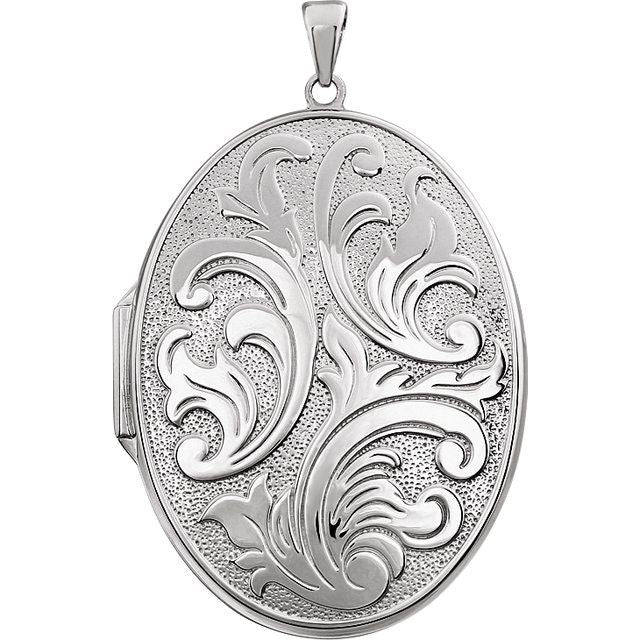 Sterling Silver Engravable Embossed Oval Locket