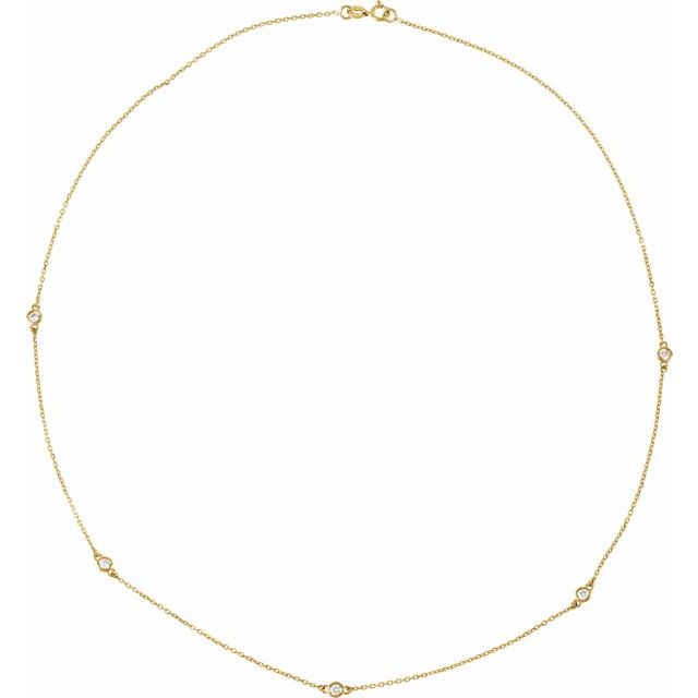 14k Yellow 1 Ctw Natural Diamond 5-station 18' Necklace