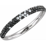 Black Rhodium-plated 14k White 3/8 Ctw Natural Black & White Diamond Micro Pavé Ring