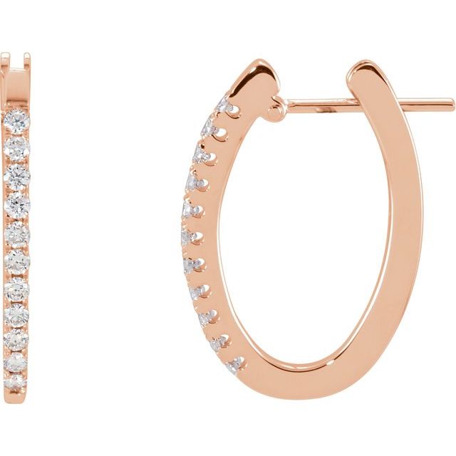 14K Rose 1/3 CTW Natural Diamond Hoop Earrings