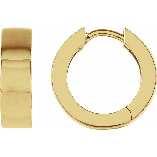 18K Yellow Hinged 14.5 mm Hoop Earrings