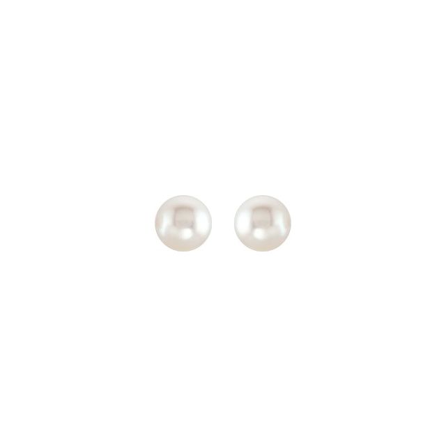 14K Yellow Cultured White Freshwater Pearl Earrings