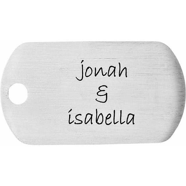14K White 21x38 mm Posh Mommy® Engravable Little Dude Dog Tag