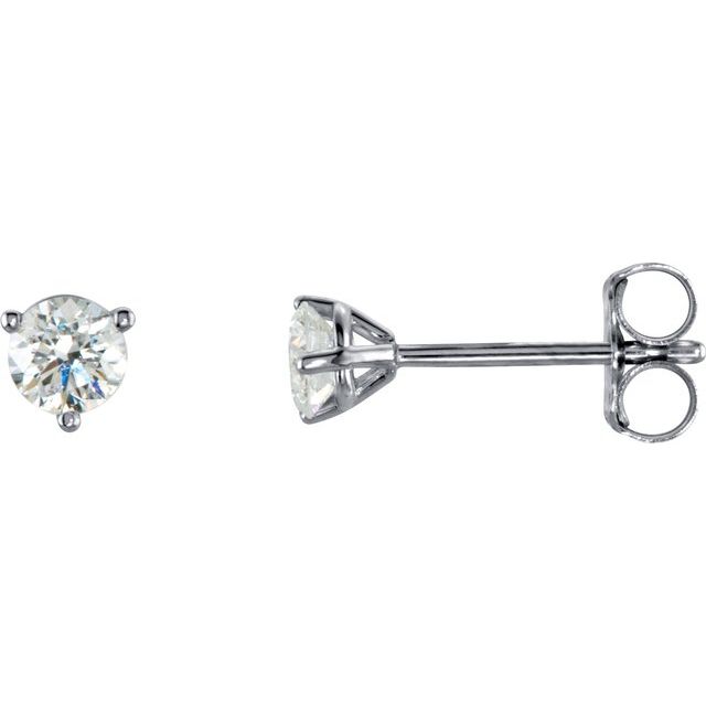 14k White 1/3 Ctw Natural Diamond Stud Earrings