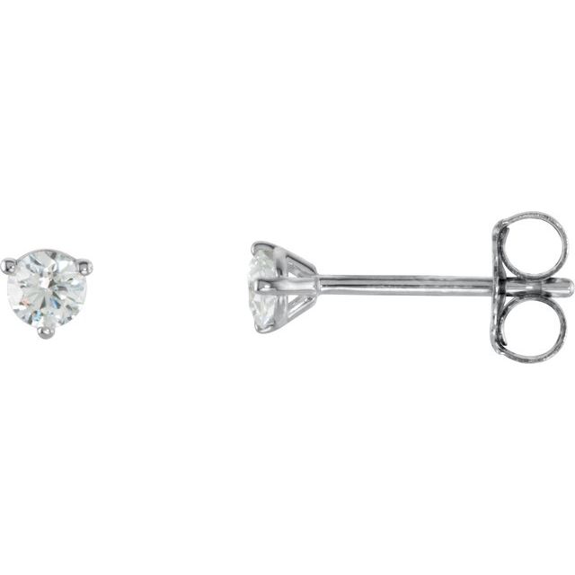 14k White 1/5 Ctw Natural Diamond Stud Earrings