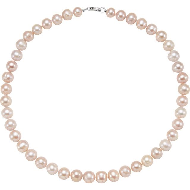 Sterling Silver Cultured White Freshwater Pearl 18' Necklace