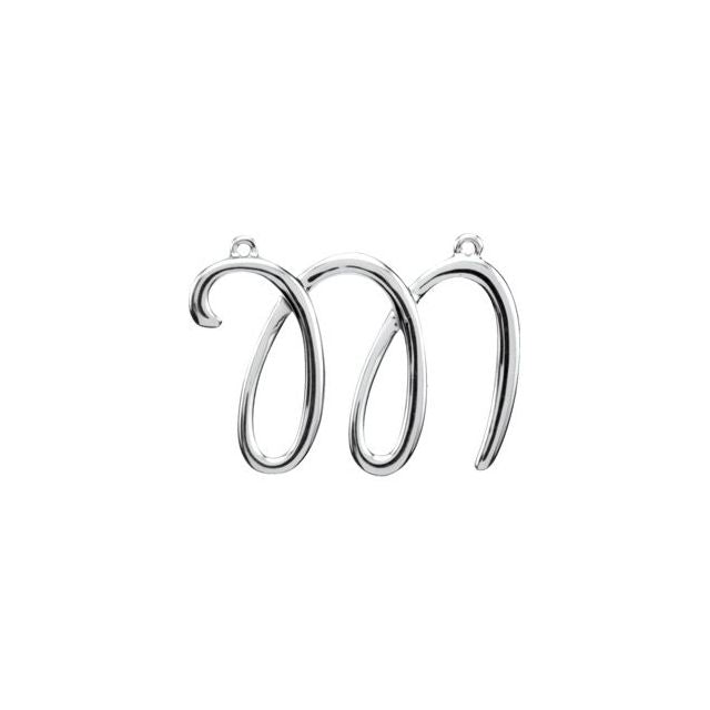 Sterling Silver Script Initial M Necklace Center