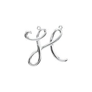 Sterling Silver Script Initial H Necklace Center