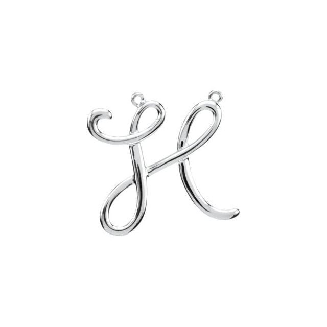 Sterling Silver Script Initial H Necklace Center