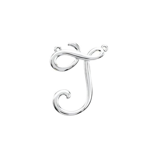 14K White Script Initial J Necklace Center