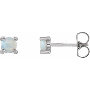 14k White 4 Mm Natural White Opal Earrings
