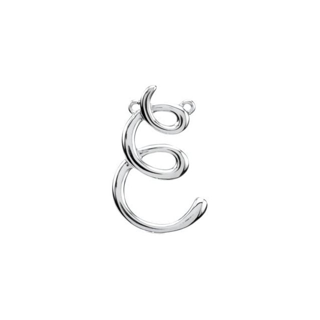 Sterling Silver Script Initial E Necklace Center