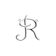 Sterling Silver Script Initial R Necklace Center
