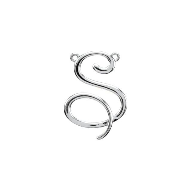 Sterling Silver Script Initial S Necklace Center