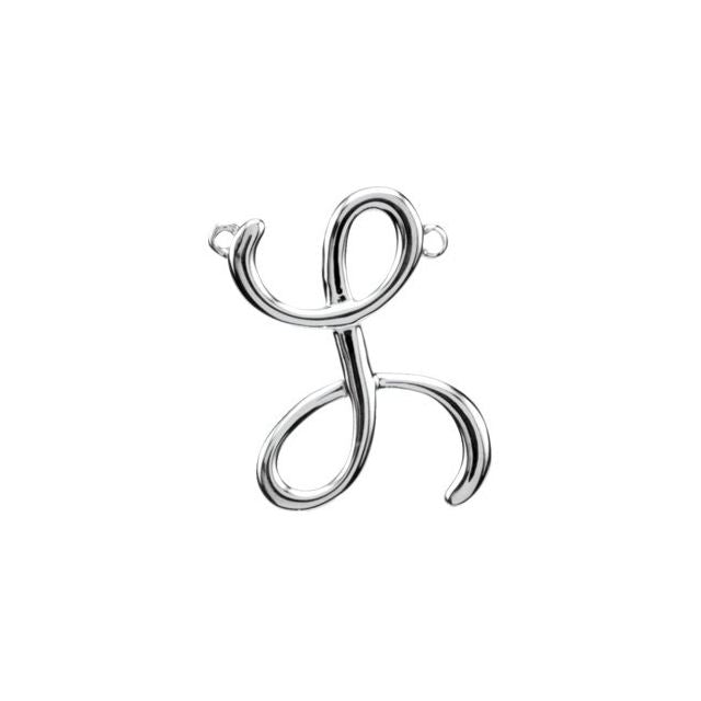 14K White Script Initial L Necklace Center