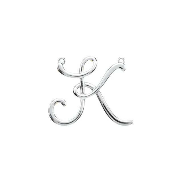Sterling Silver Script Initial K Necklace Center