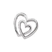 14k White Double Heart Pendant