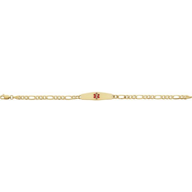 14K Yellow Medical Identification Red Enamel 7' Bracelet