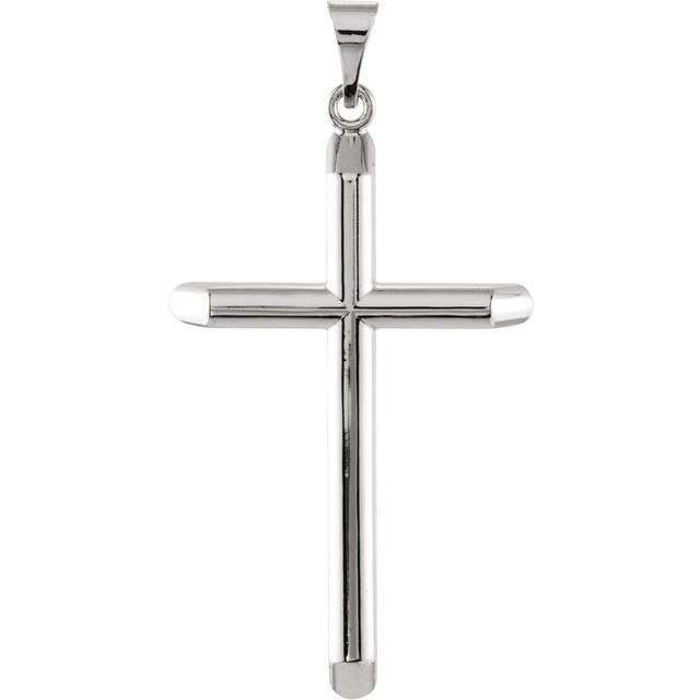 14K White 39.25x22 mm Unadorned Cross Pendant