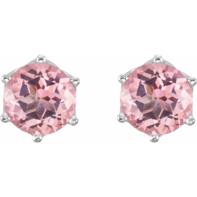 14K White Natural Pink Morganite Earrings