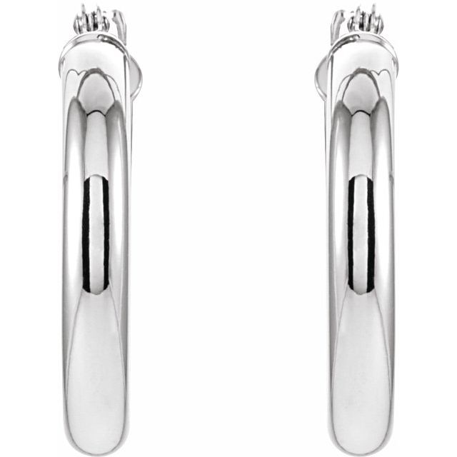14K White Tube 20 mm Hoop Earrings