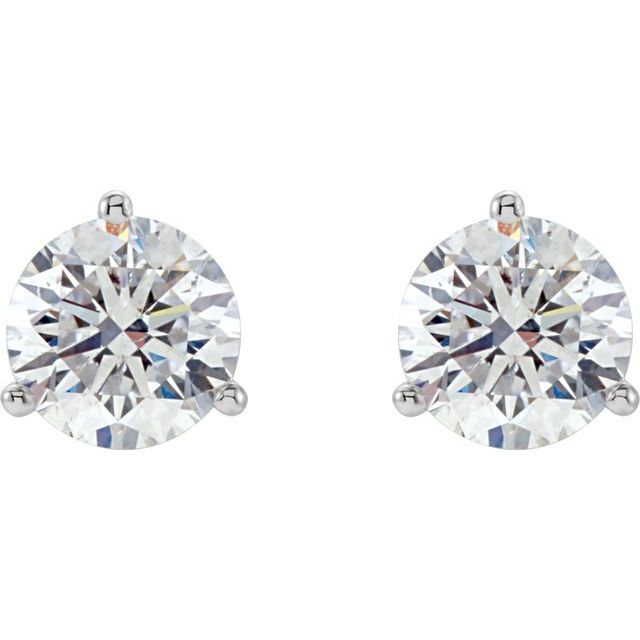 14k White 3/4 Ctw Natural Diamond Stud Earrings