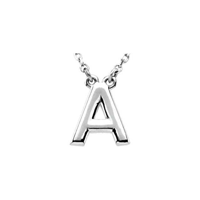 14K White Block Initial A 16' Necklace