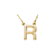 14K Yellow Block Initial R 16' Necklace