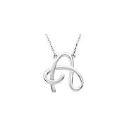 Sterling Silver Script Initial A 16' Necklace