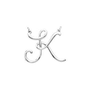 Sterling Silver Script Initial K 16' Necklace