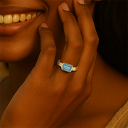 14K Yellow Natural Sky Blue Topaz Ring