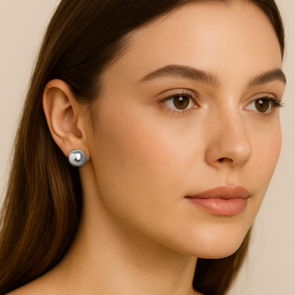 Sterling Silver 15 mm Electroform Domed Earrings
