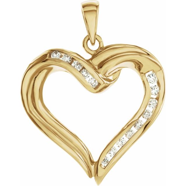 14k Yellow 1/4 Ctw Natural Diamond Heart Pendant