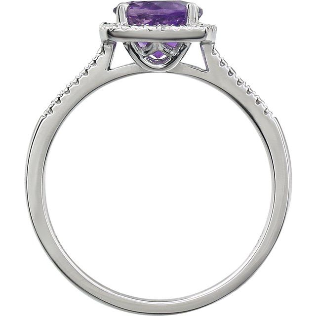 Sterling Silver Natural Amethyst & .01 CTW Natural Diamond Ring