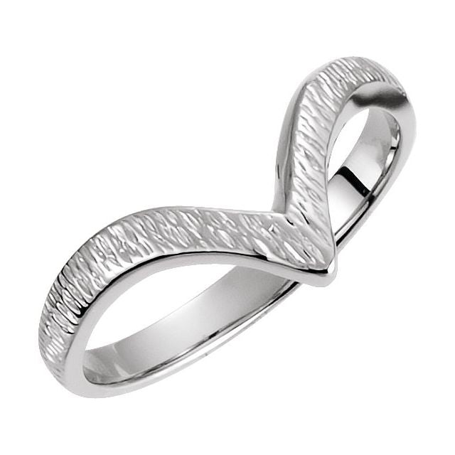14k White V Ring