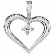 14k White .02 Ct Natural Diamond Heart Pendant