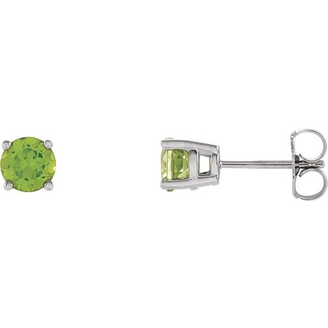 14K White 5 mm Natural Peridot Earrings