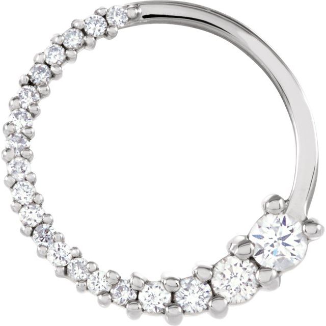14k White 1/5 Ctw Natural Diamond Journey Circle Pendant