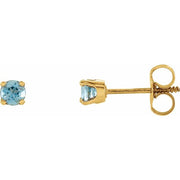 14K Yellow Natural Blue Zircon Youth Earrings