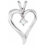 14K White 1/10 CT Natural Diamond Heart Pendant