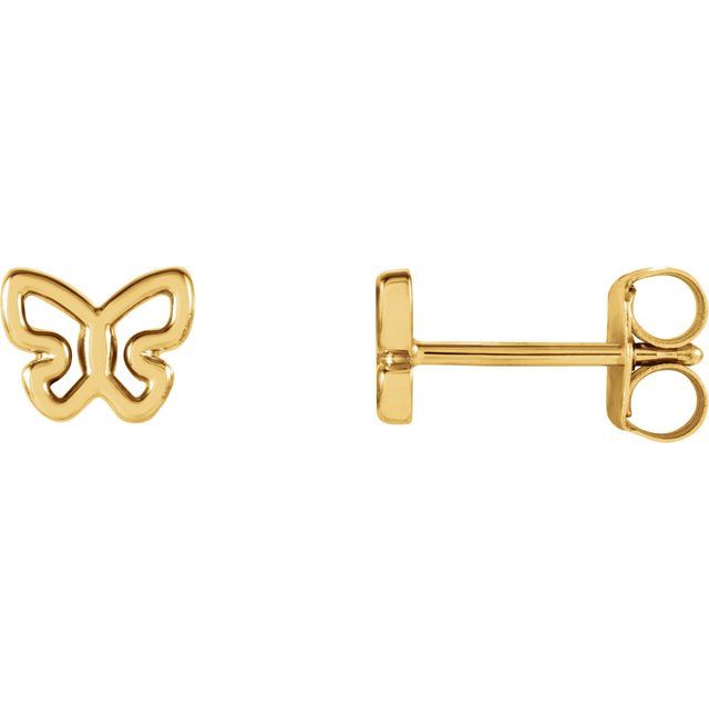 14K Yellow Butterfly Earrings