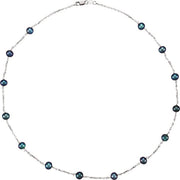 Sterling Silver Cultured Black Freshwater Pearl 14-Station 18' Necklace