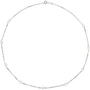 Sterling Silver Cultured White Freshwater Pearl 9-Station 18' Necklace