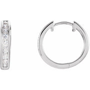 Sterling Silver Imitation Cubic Zirconia Hinged Hoop Earrings