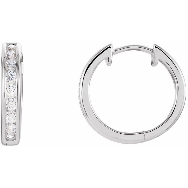 Sterling Silver Imitation Cubic Zirconia Hinged Hoop Earrings