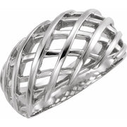 14K White 11 mm Latticework Dome Ring