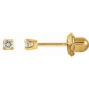 14K Yellow 2 mm Imitation White Cubic Zirconia Inverness® Piercing Earrings